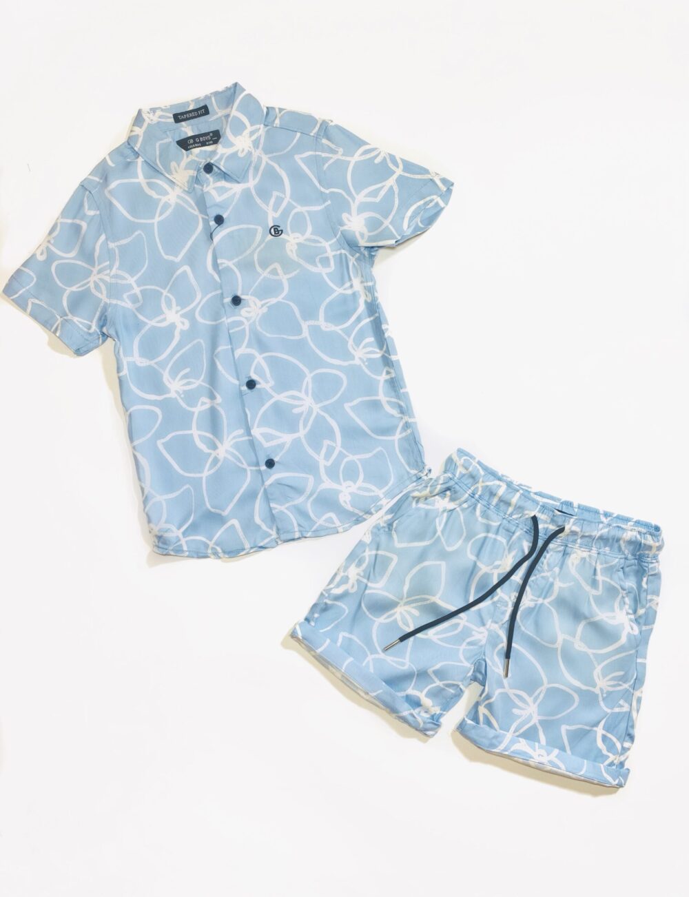 2PCS SKYBLUE AND WHITE SHORT AND SHIRTS
