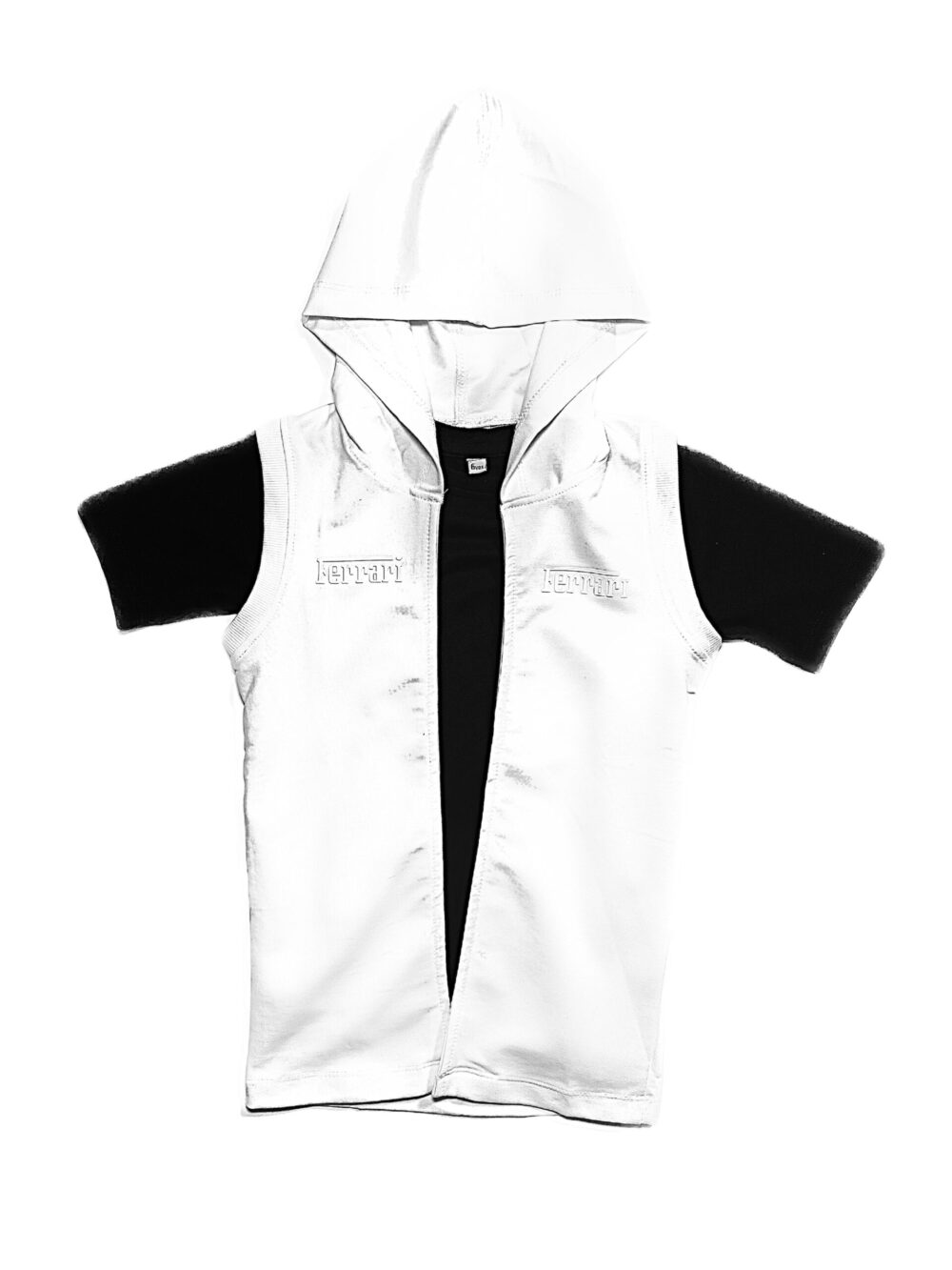 2PCS FERRY BLACK SHIRT AND WHITE JACKET