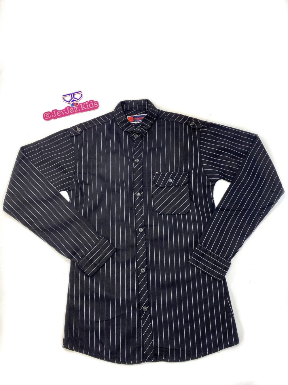 SR STRIPE DRESS SHIRT LONG SLEEVE BUTTON DOWN (Black)