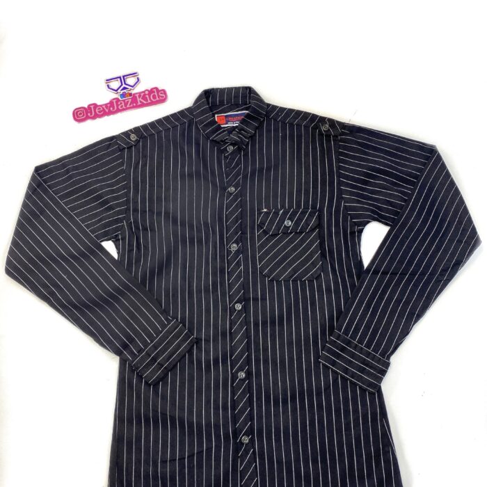 SR STRIPE DRESS SHIRT LONG SLEEVE BUTTON DOWN (Black)
