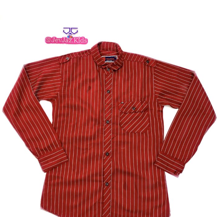 SR STRIPE DRESS SHIRT LONG SLEEVE BUTTON DOWN (RED)