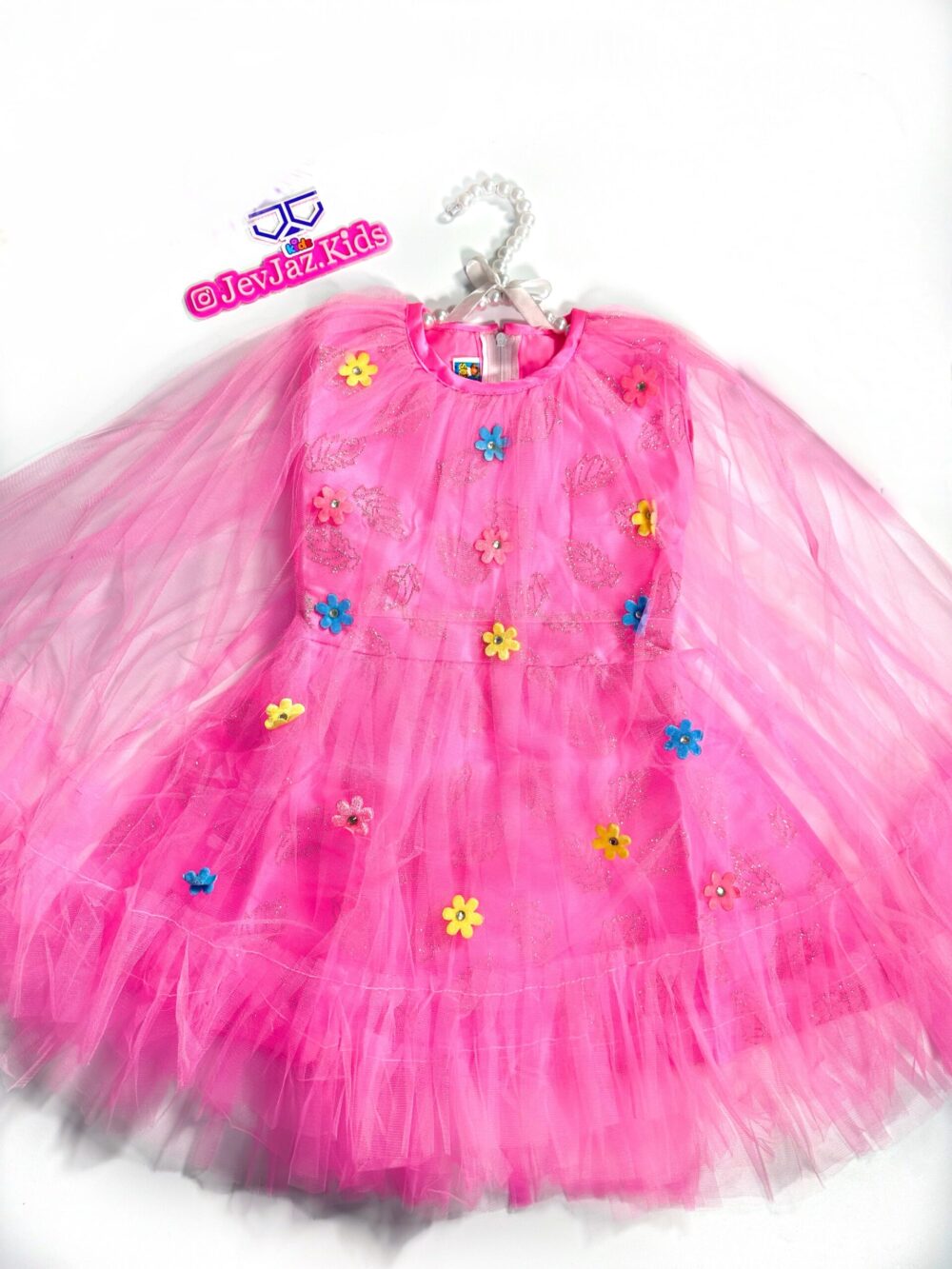 CAPE DRESS WITH FLOWERS (Pink)