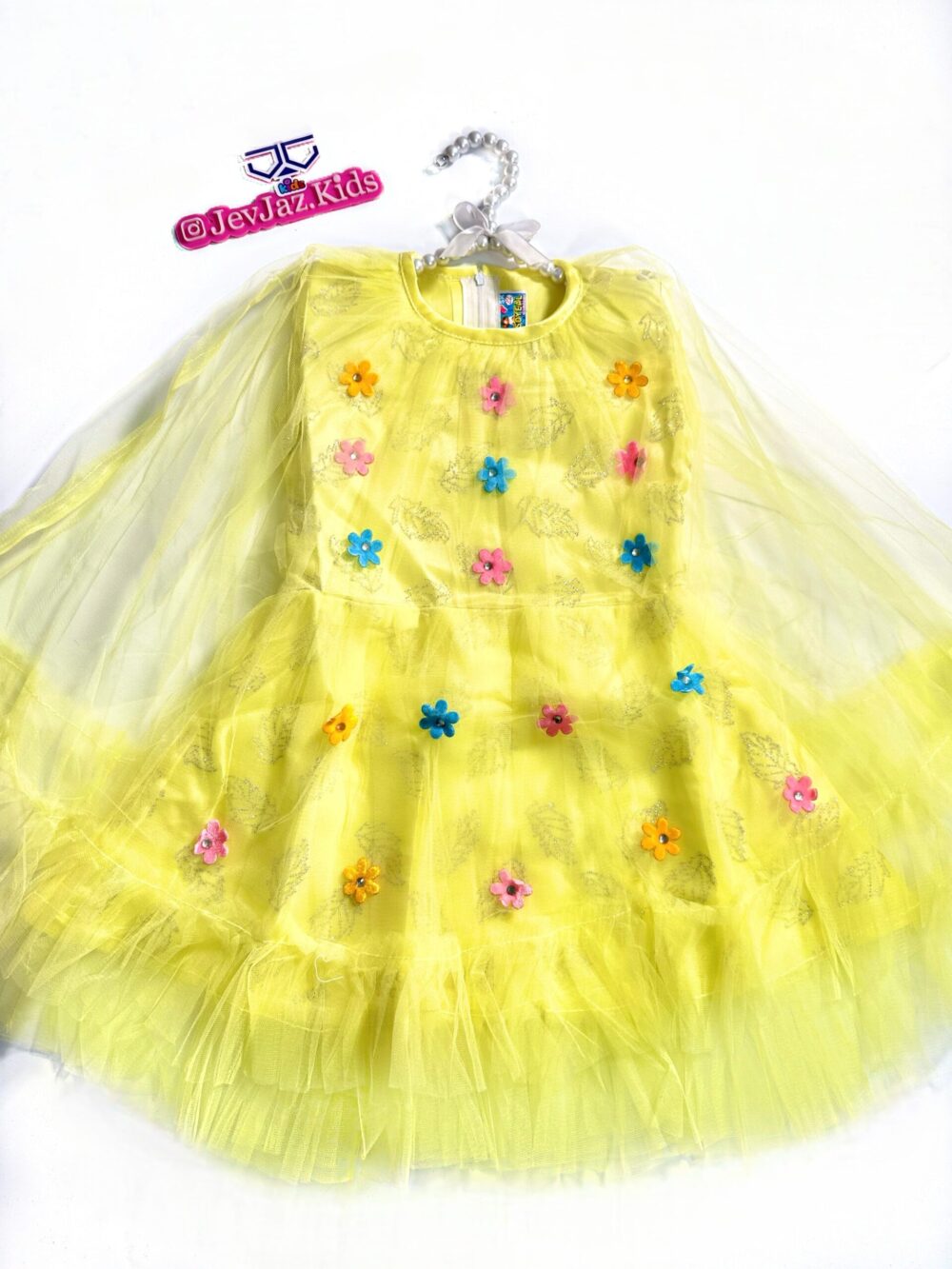 CAPE DRESS WITH FLOWERS (Yellow)