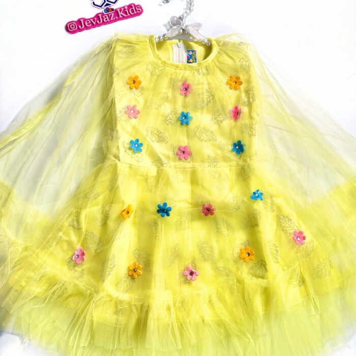CAPE DRESS WITH FLOWERS (Yellow)