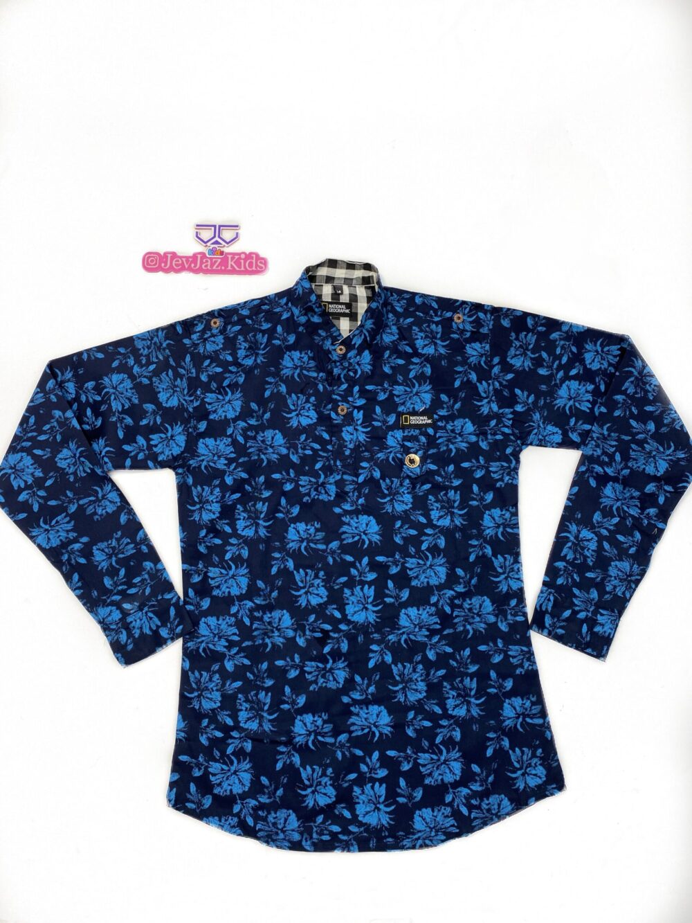 NATIONAL GEOGRAPHIC FLORAL SHIRT LONG SLEEVE BUTTON DOWN (Navy blue/Blue)
