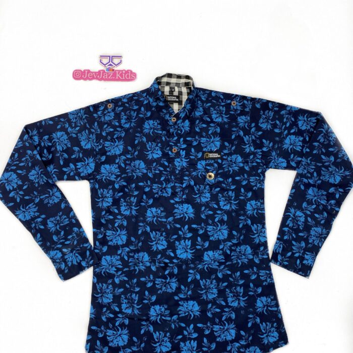 NATIONAL GEOGRAPHIC FLORAL SHIRT LONG SLEEVE BUTTON DOWN (Navy blue/Blue)