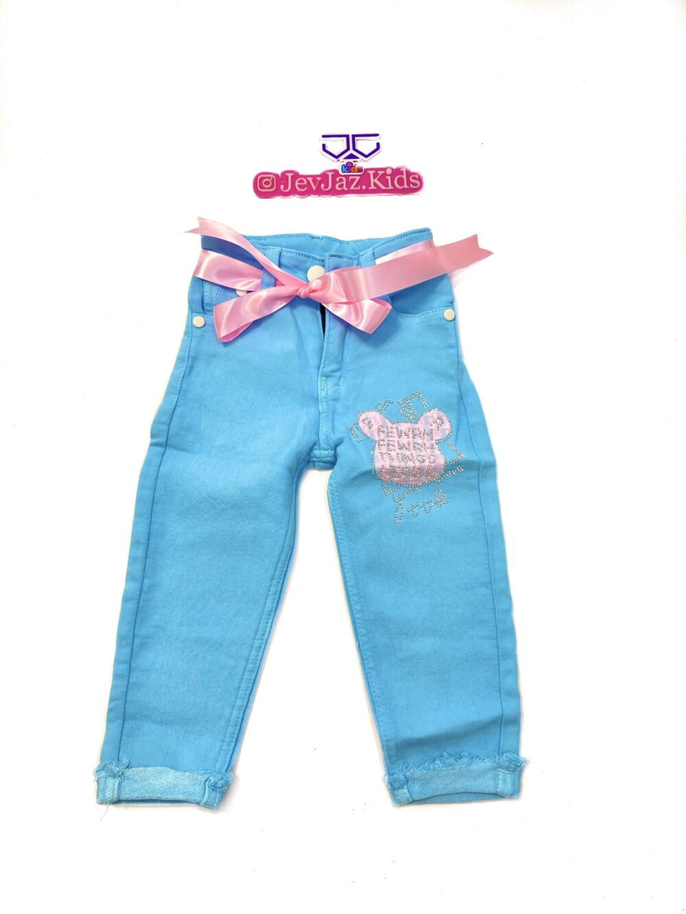 DENIM PANT WITH WHITE ROPE (BLUE)