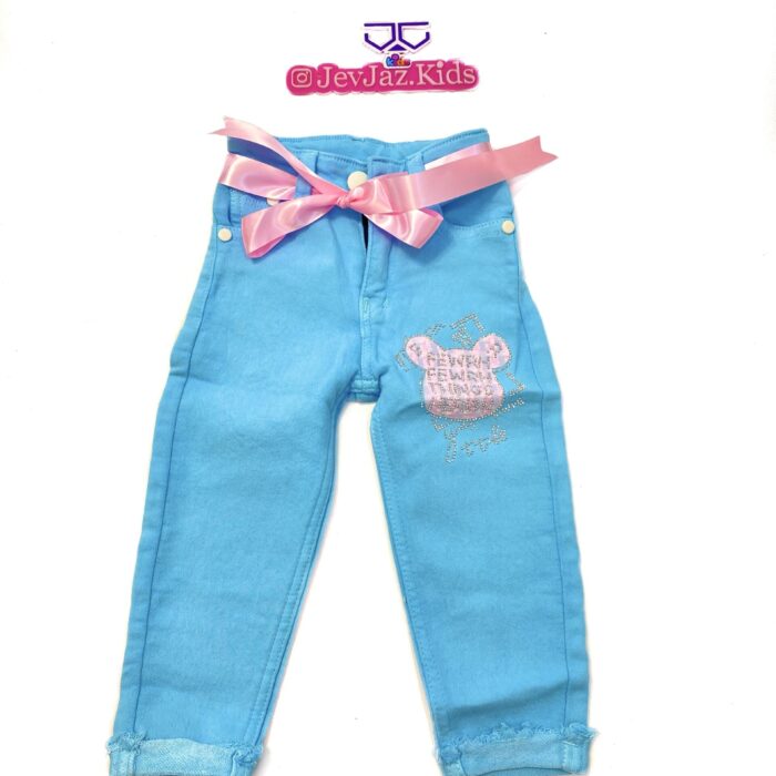 DENIM PANT WITH WHITE ROPE (BLUE)