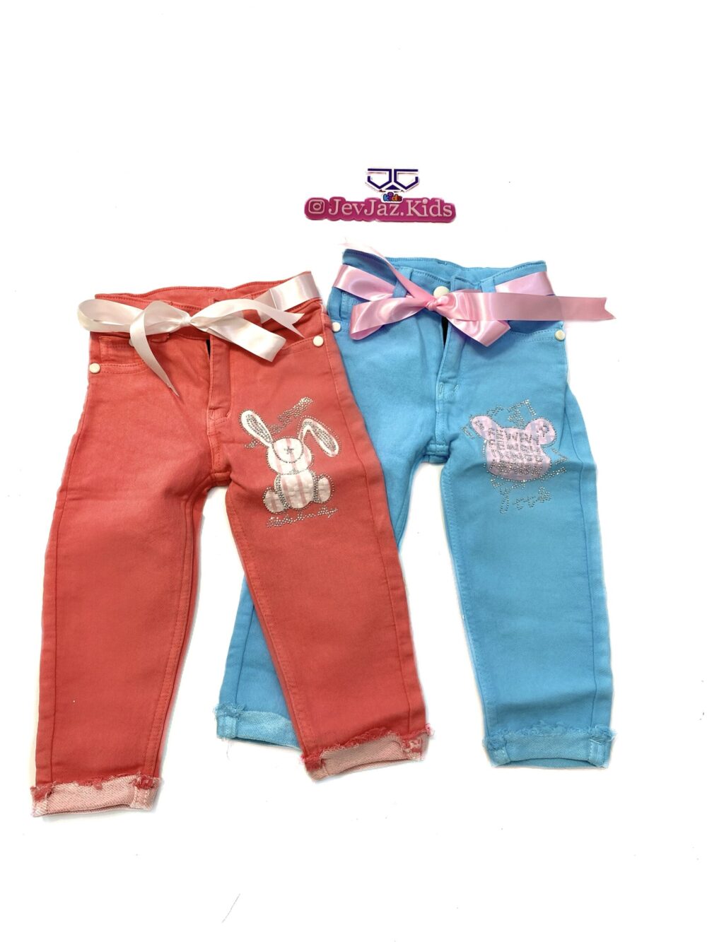 DENIM PANT WITH WHITE ROPE (BLUE) - Image 2