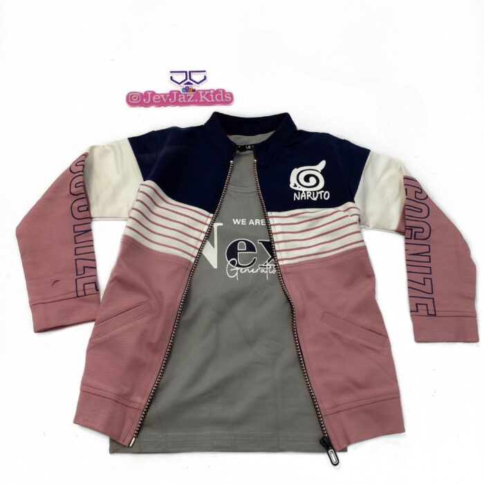 2PCS NARUTO JACKET AND T-SHIRT (Pink)