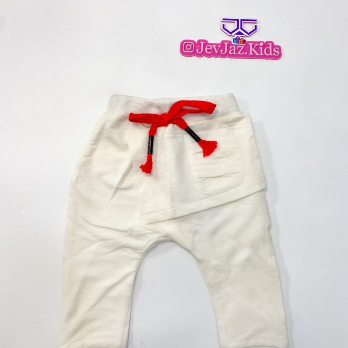 WHITE JOGGERS WITH RED ROPE