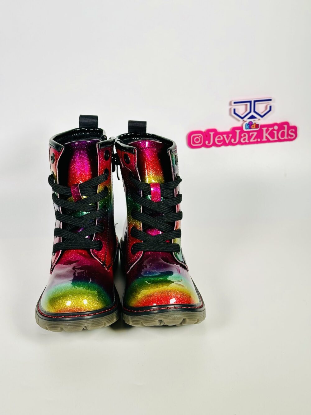 BLACK GLITTERS BOOT SIDE ZIPPER (RAINBOW)