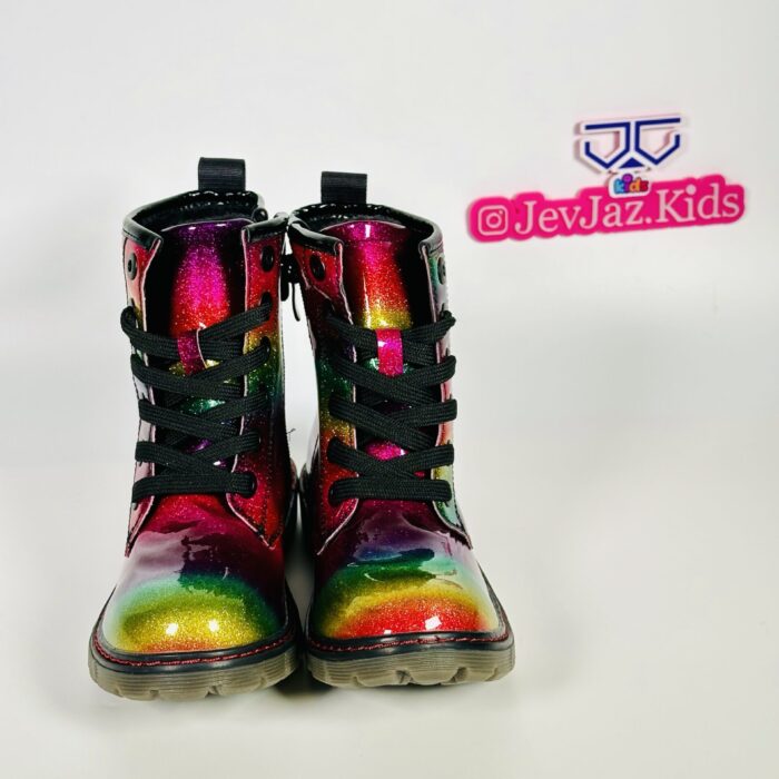 BLACK GLITTERS BOOT SIDE ZIPPER (RAINBOW)