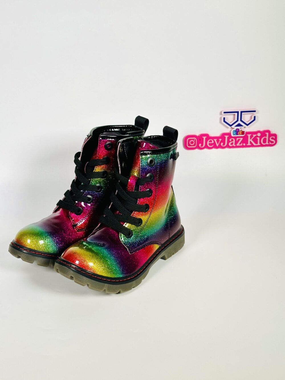 BLACK GLITTERS BOOT SIDE ZIPPER (RAINBOW) - Image 2