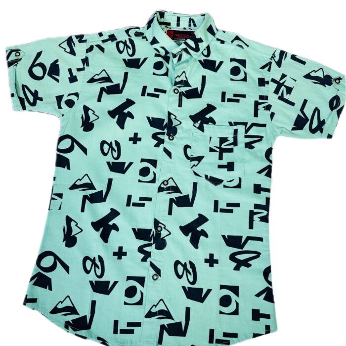 SR ALPHABET DRESS SHIRT SHORT SLEEVE BUTTON DOWN