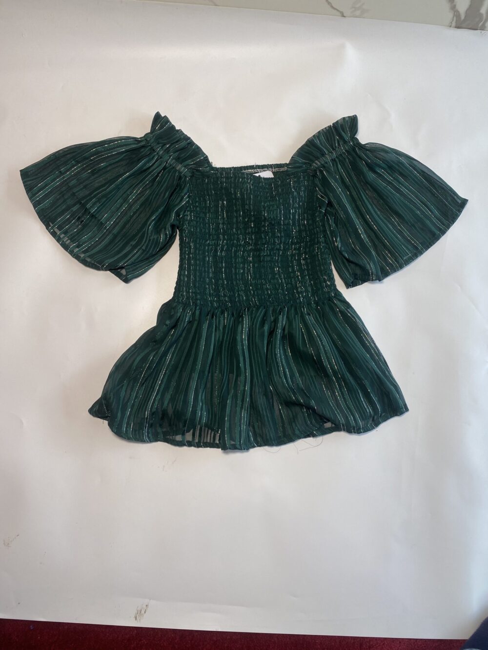 GREEN CHIFFON OFF SHOULDERS