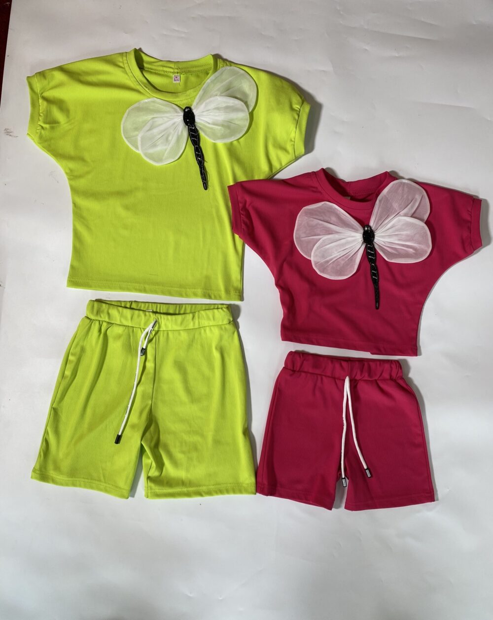 2PCS WHITE BUTTERFLY TOP/SHORT - Image 2