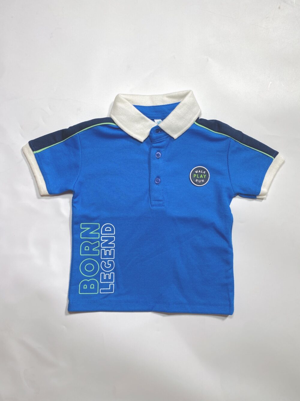 JUNIORS BLUE POLO WITH WHITE COLLAR