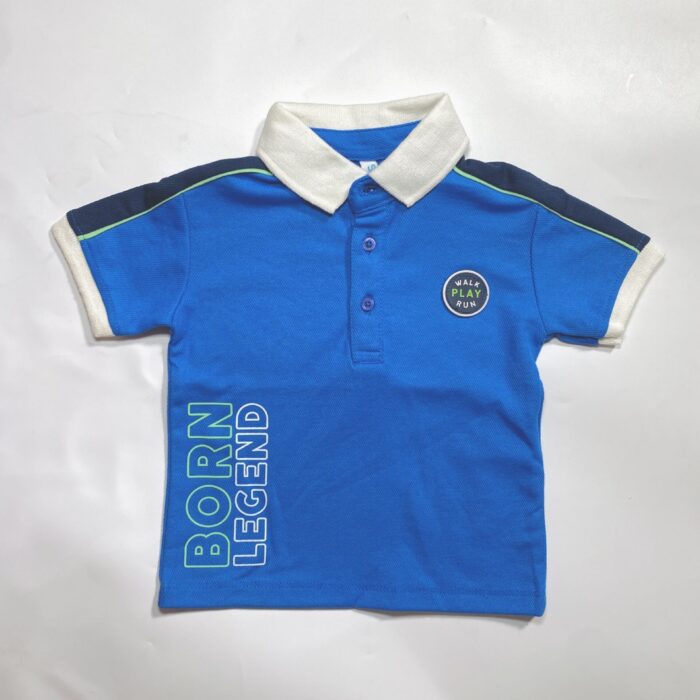 JUNIORS BLUE POLO WITH WHITE COLLAR