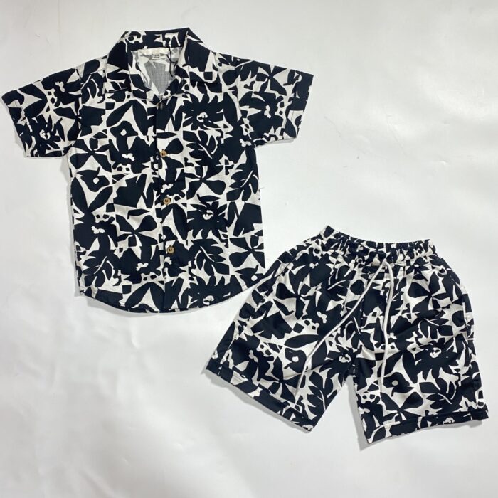 2PCS BLACK AND WHITE SHIRTS AND SHORT