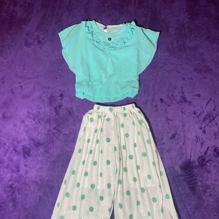 2PCS POLKA DOT 3 QUARTER PANT AND TOP (Green)