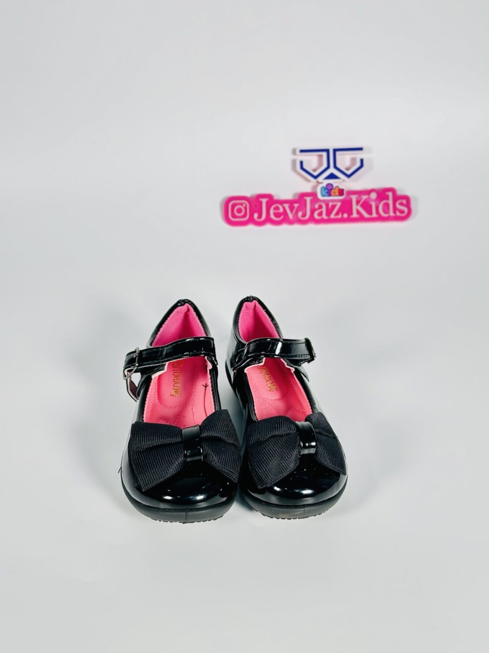 BLACK SCHOOL SHOE (PINK/BOW/STRAP) - Image 5