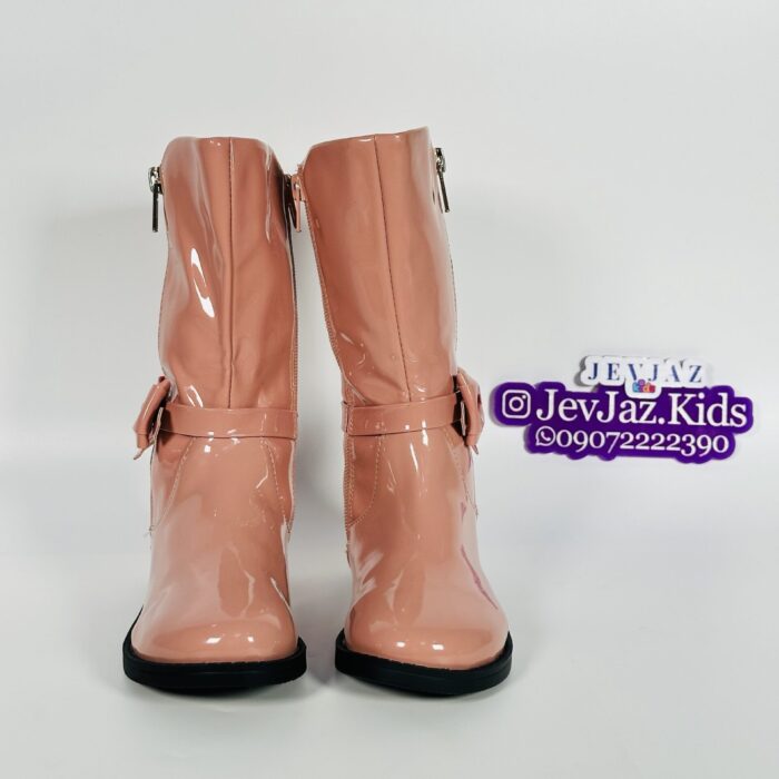 HIGH TOP BABY PINK BOOT SIDE ZIPPER AND BOW