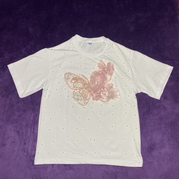 2PCS BUTTERFLY TOP AND SKIRT (PINK)