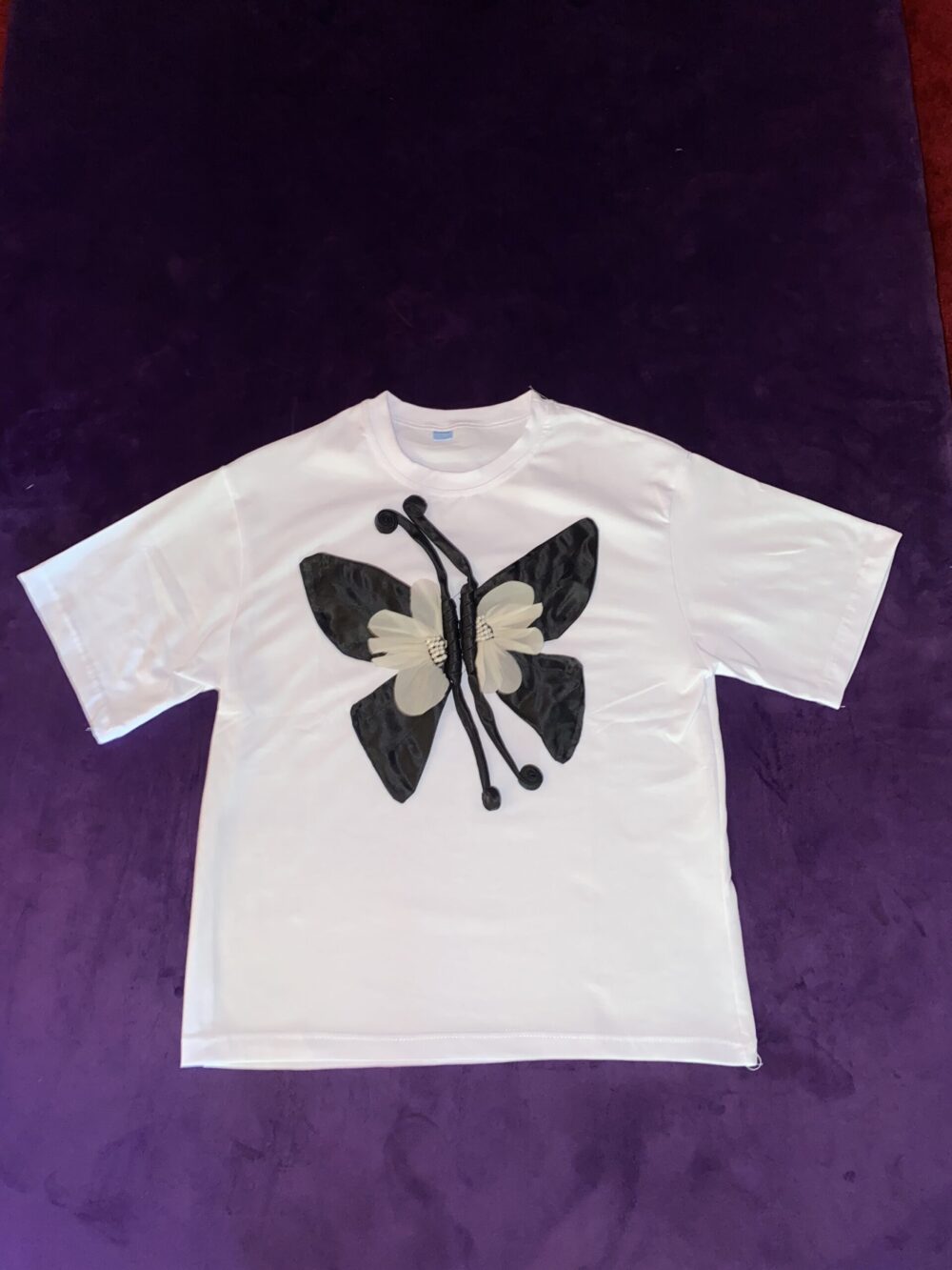 2PCS BUTTERFLY TOP AND SKIRT (BLACK)